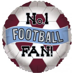 No 1 Football Fan Claret & Blue Balloon